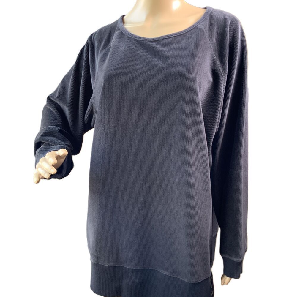 Sag Harbor Black Long Sleeve Round Neck Loose Fit Pullover Corduroy shirt 1X